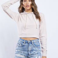 Lazy Sunday Drawstring Pullover Hoodie Tops Blush Small -2020AVE