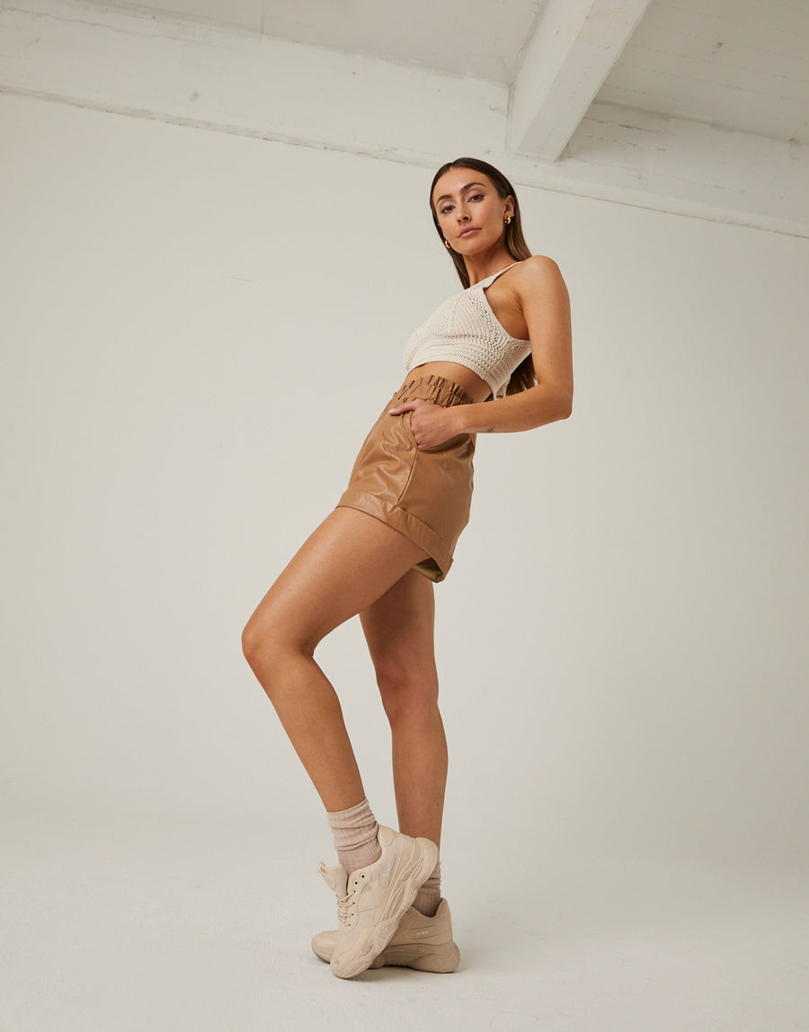 Leather Paper Bag Shorts Bottoms -2020AVE