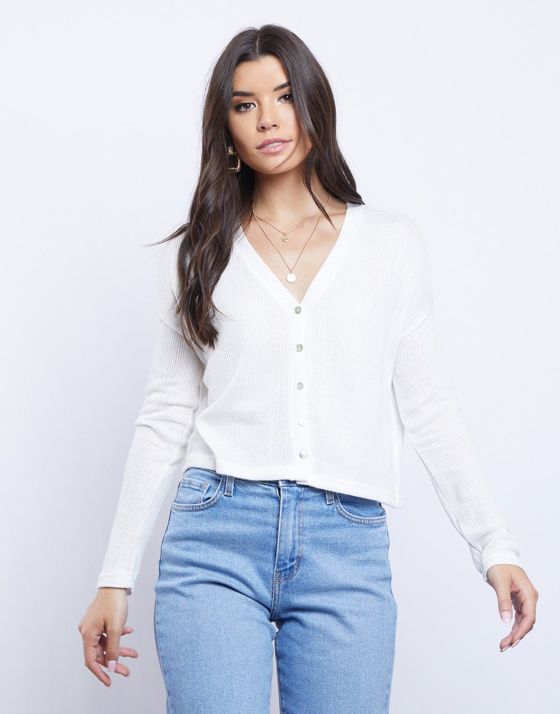 Light As Air Cropped Cardigan Top Tops Cream Small -2020AVE