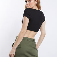 Lily Ribbed Button Up Crop Top Tops -2020AVE