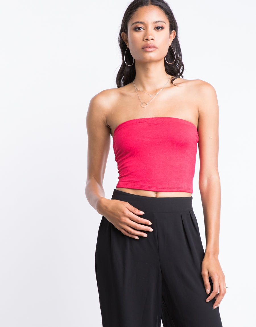 Luna Very Basic Tube Top Tops Red Small -2020AVE