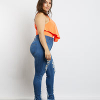 Curve Maddie Single Ruffle Bodysuit Plus Size Tops -2020AVE