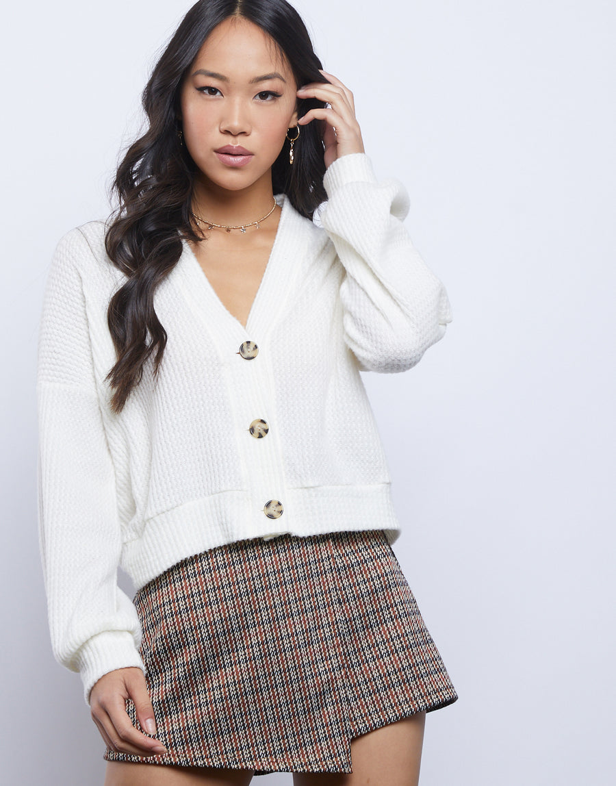 Madeline Cropped Cardigan Top Tops Ivory Small -2020AVE