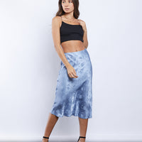 Make It Blue Midi Skirt Bottoms Slate Blue Small -2020AVE