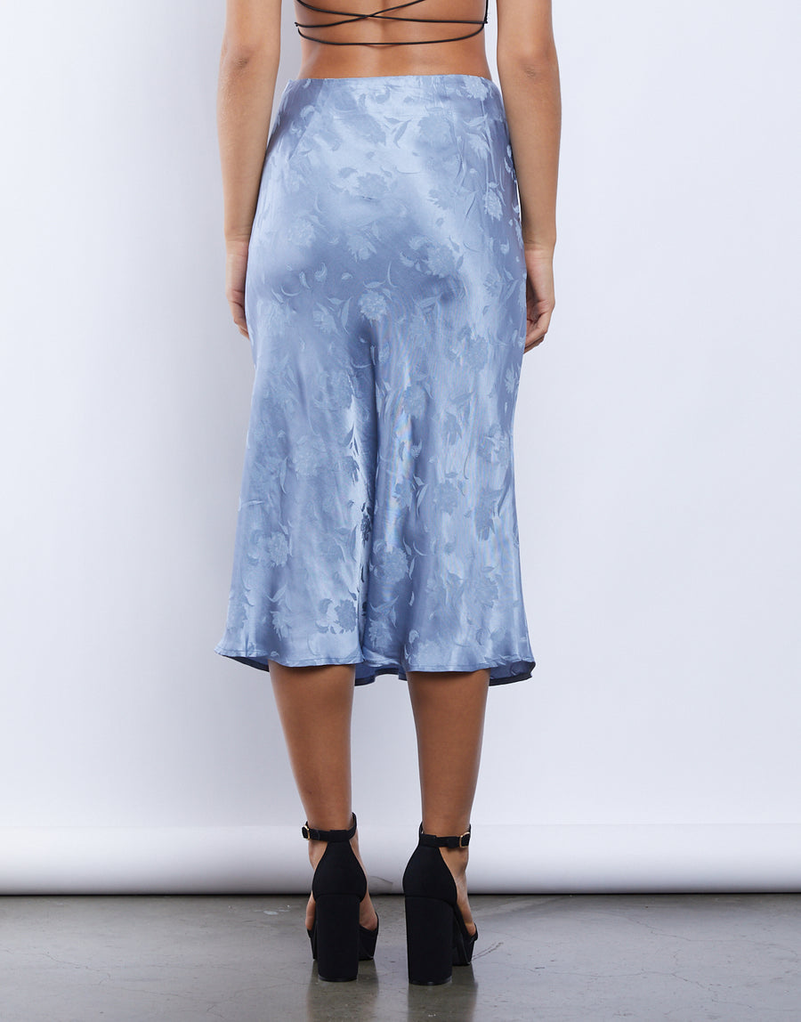 Make It Blue Midi Skirt Bottoms -2020AVE