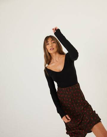 Marissa Patterned Midi Skirt Bottoms -2020AVE