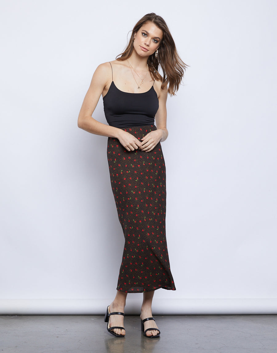 Marissa Patterned Midi Skirt Bottoms Black Small -2020AVE