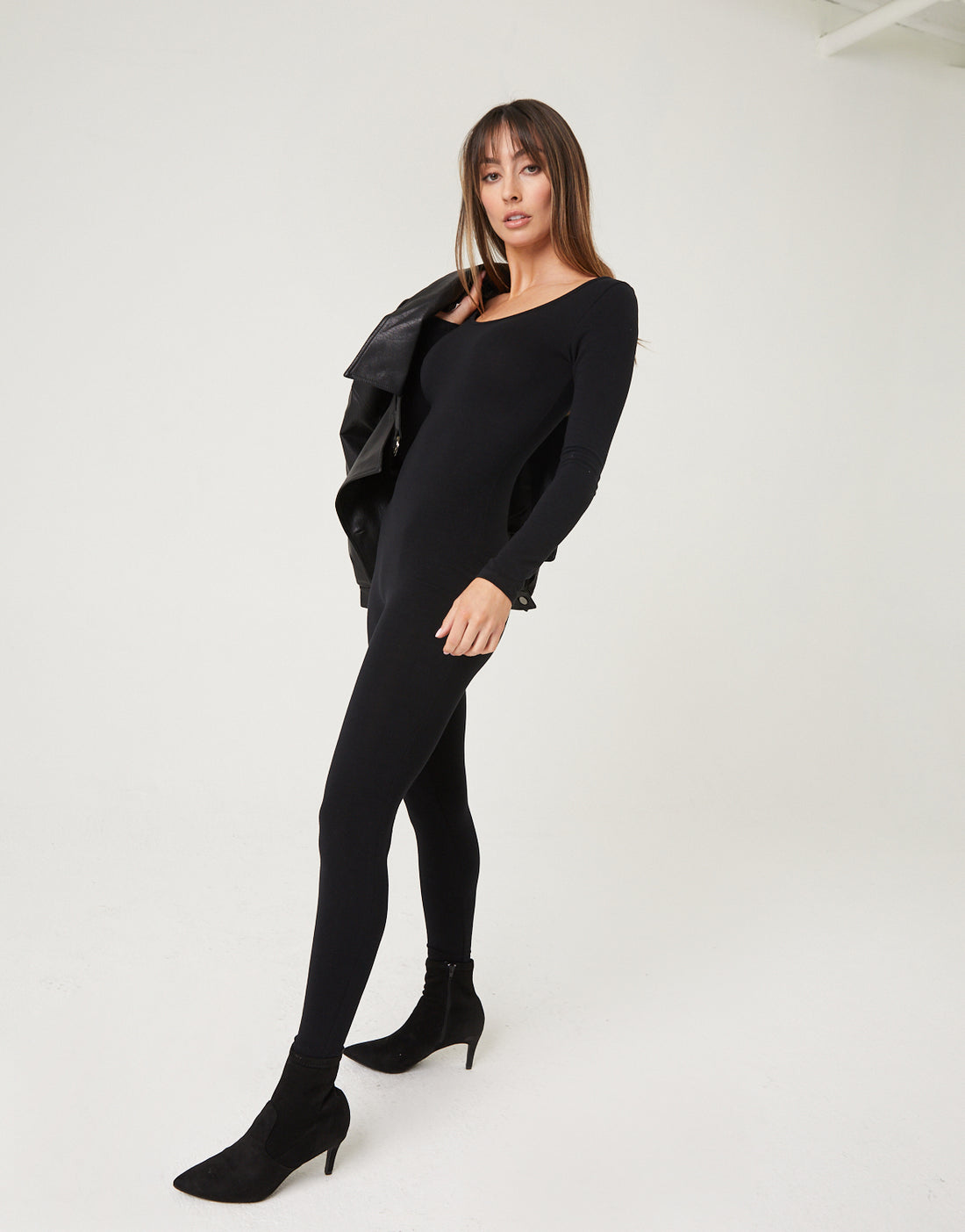 Long Sleeve Cotton Jumpsuit Rompers + Jumpsuits Black Small -2020AVE