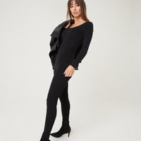 Long Sleeve Cotton Jumpsuit Rompers + Jumpsuits Black Small -2020AVE