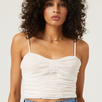 Mesh Ruched Cropped Tank Tops -2020AVE