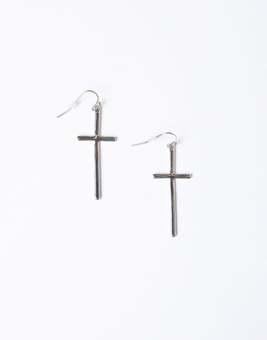 Minimal Cross Earrings Jewelry Silver One Size -2020AVE