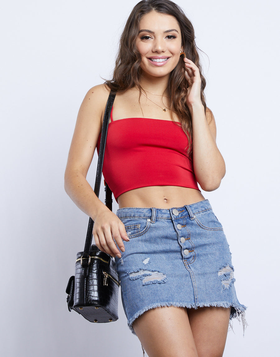 My Girl Cropped Tank Tops Red Small -2020AVE
