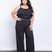 Curve Jevan Dotted Pants Plus Size Bottoms -2020AVE