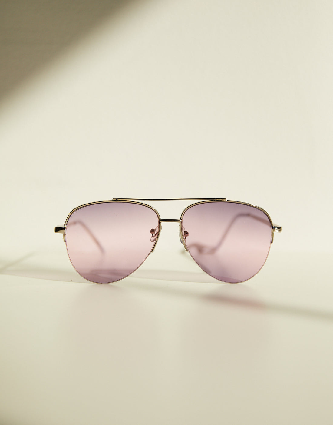 Rose Gold Grandpa Thin Aviator Gradient Sunglasses with Pink Sunwear Lenses  - Yesterday