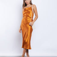 Orange Crush Silky Midi Dress Dresses Orange Small -2020AVE