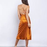 Orange Crush Silky Midi Dress Dresses -2020AVE