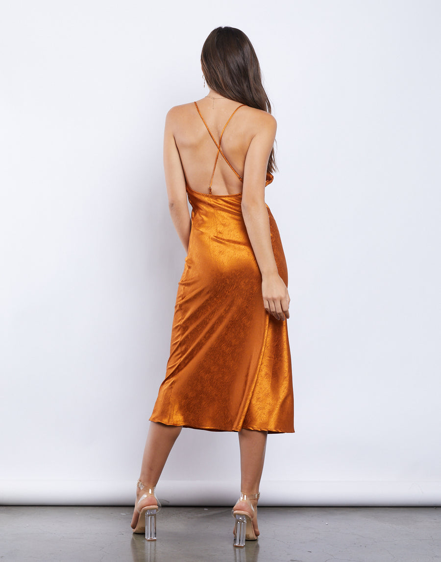 Orange Crush Silky Midi Dress Dresses -2020AVE