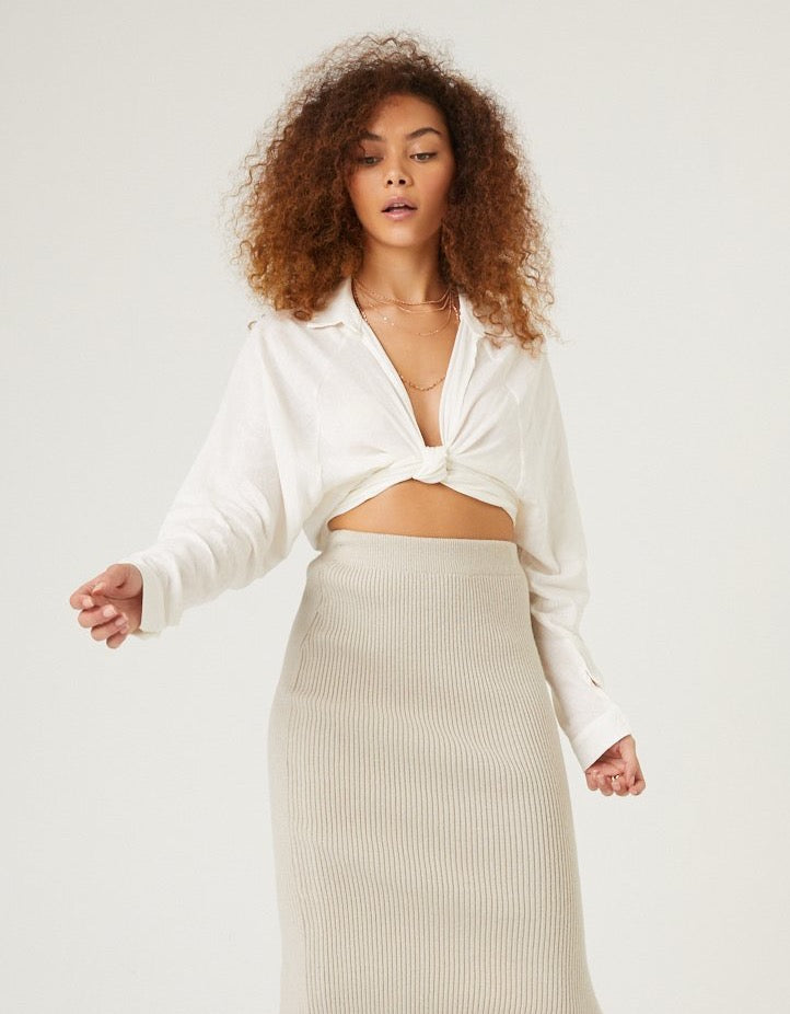 Overclouded Long Sleeve Tie Front Top Tops -2020AVE