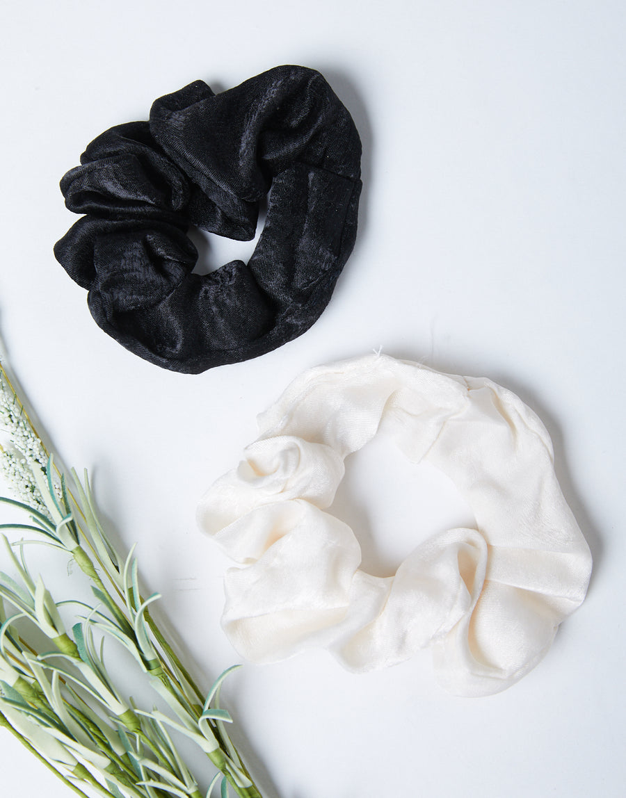 Pastel Scrunchie Set Accessories Black/Ivory One Size -2020AVE