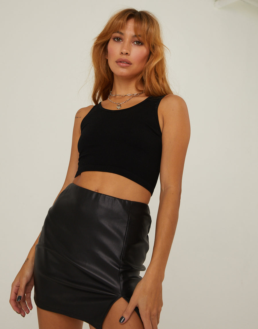 Ribbed Cropped Tank Top Tops Black S/M -2020AVE