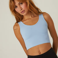 Ribbed Cropped Tank Top Tops Light Blue S/M -2020AVE