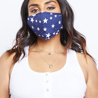 Play It Safe Patterned Mask Accessories Navy Stars One Size -2020AVE