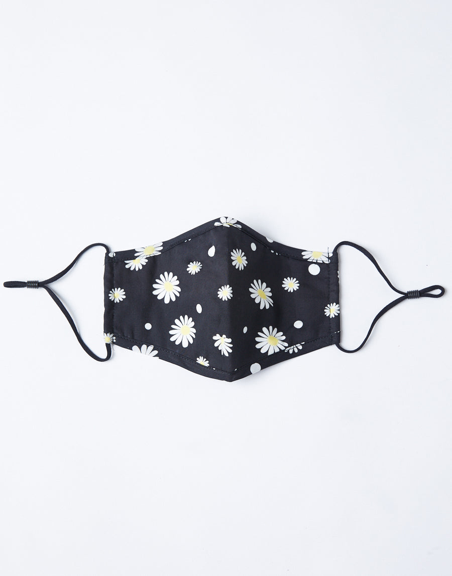 Play It Safe Patterned Mask Accessories Black Daisies One Size -2020AVE