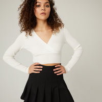 Pleated Mini Skirt Bottoms Black Small -2020AVE