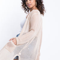 Curve Honeycomb Longline Cardigan Plus Size Outerwear -2020AVE