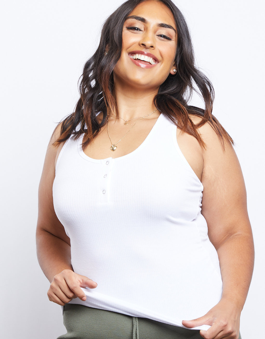 Curve Around and About Tank Plus Size Tops White 1XL -2020AVE