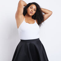 Curve Basic Skater Skirt Plus Size Bottoms Black 1XL -2020AVE