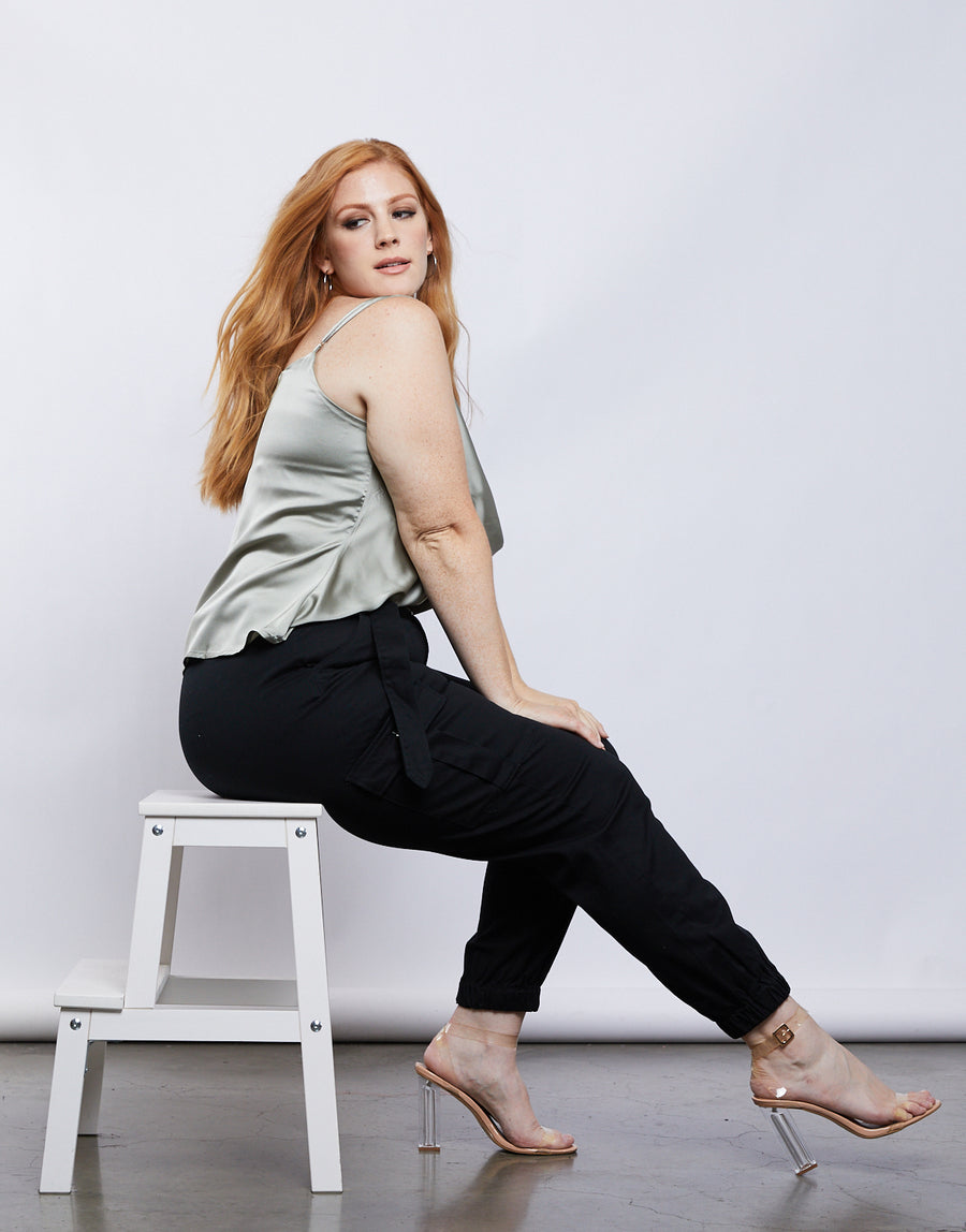 Curve Belted Cargo Pants Plus Size Bottoms -2020AVE