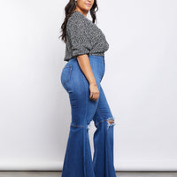 Curve Super Flared Jeans Plus Size Bottoms -2020AVE