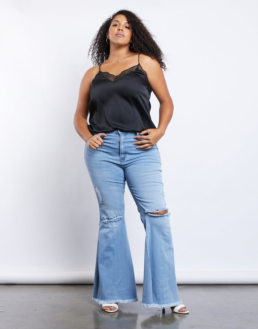 Curve Donna Flare Jeans Plus Size Bottoms Light Denim 1XL -2020AVE