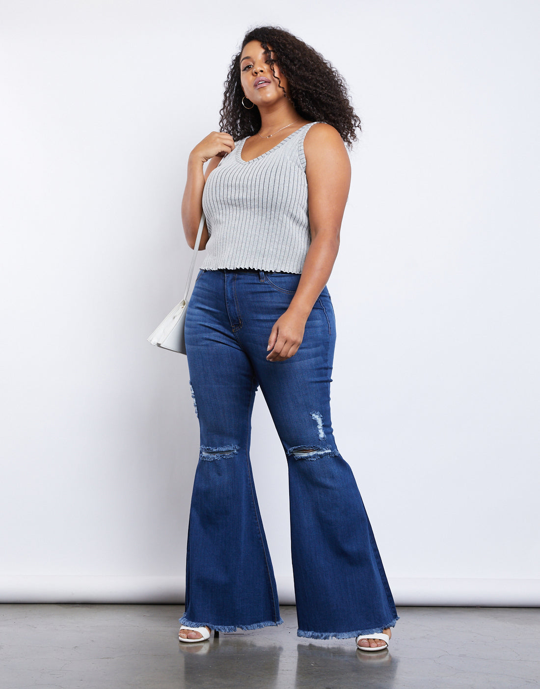 Curve Donna Flare Jeans Plus Size Bottoms Medium Denim 1XL -2020AVE