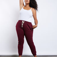 Curve Easy Does It Joggers Plus Size Bottoms Burgundy XL -2020AVE