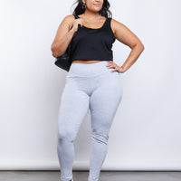 Curve Easy Does It Leggings Plus Size Bottoms Heather Gray 1XL -2020AVE