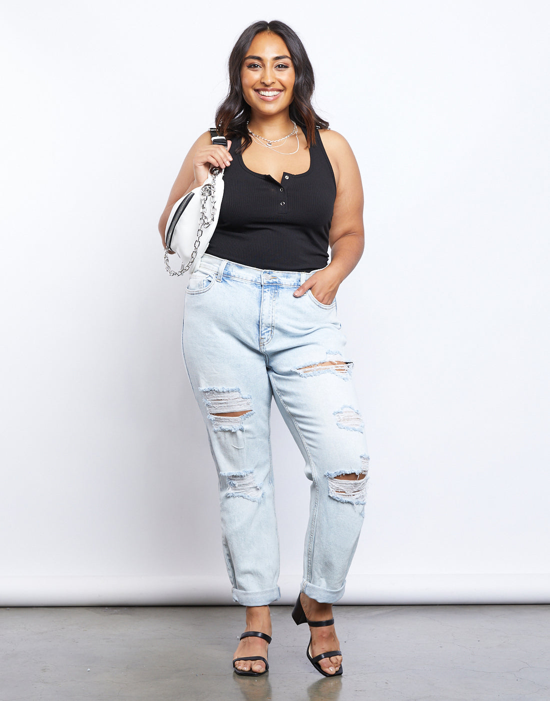 Curve Emmy Distressed Mom Jeans Plus Size Bottoms -2020AVE