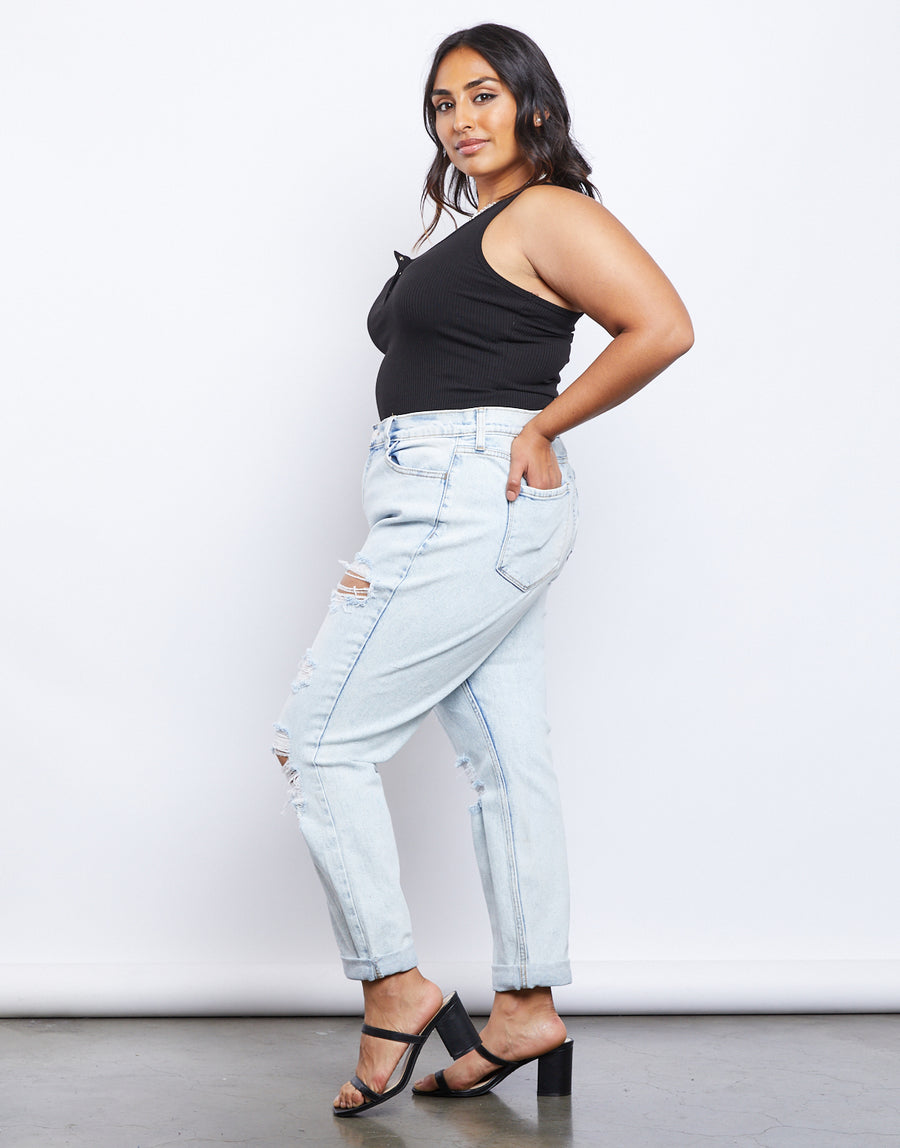 Curve Emmy Distressed Mom Jeans Plus Size Bottoms -2020AVE