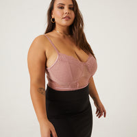 Curve Sheer Lace Bodysuit Plus Size Intimates Rose 1XL -2020AVE