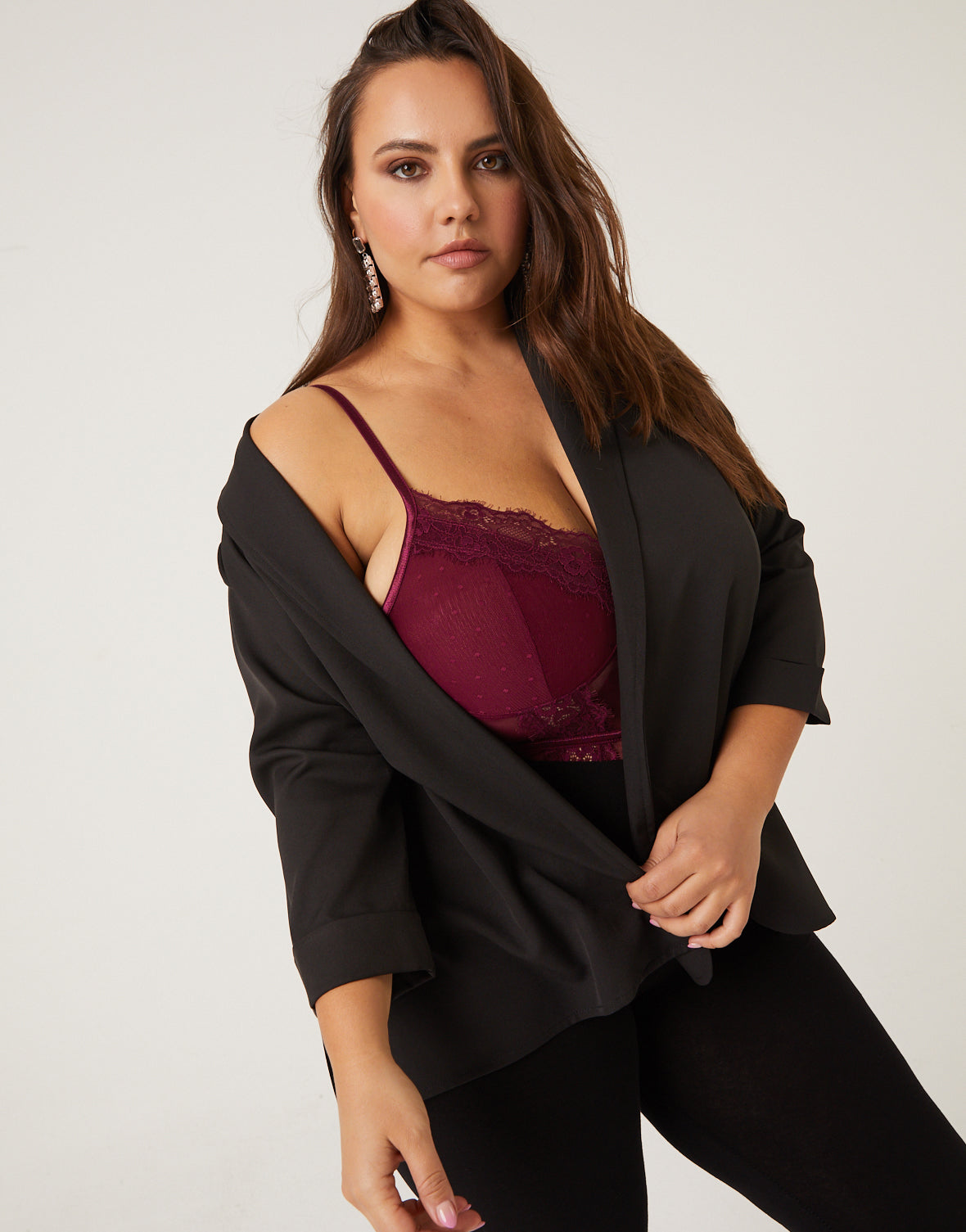 Plus Size Sheer Lace Bodysuits
