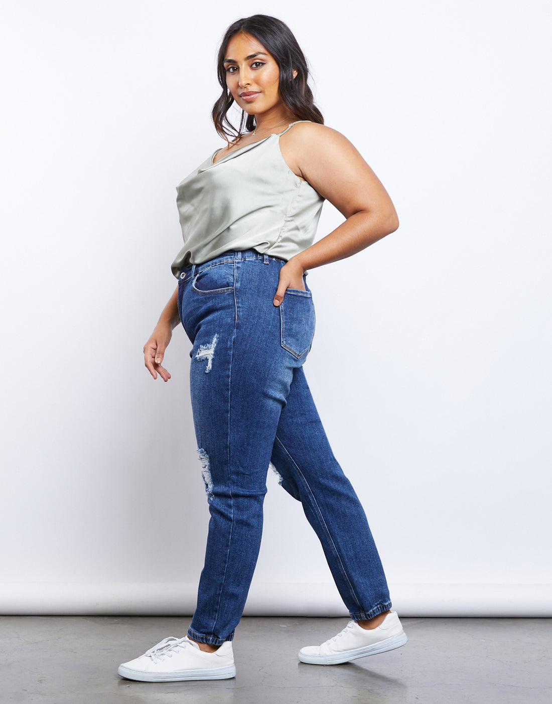 Curve Game Changer Distressed Jeans Plus Size Bottoms -2020AVE