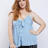 Curve Heart Of Gold Tank Plus Size Tops Blue 1XL -2020AVE