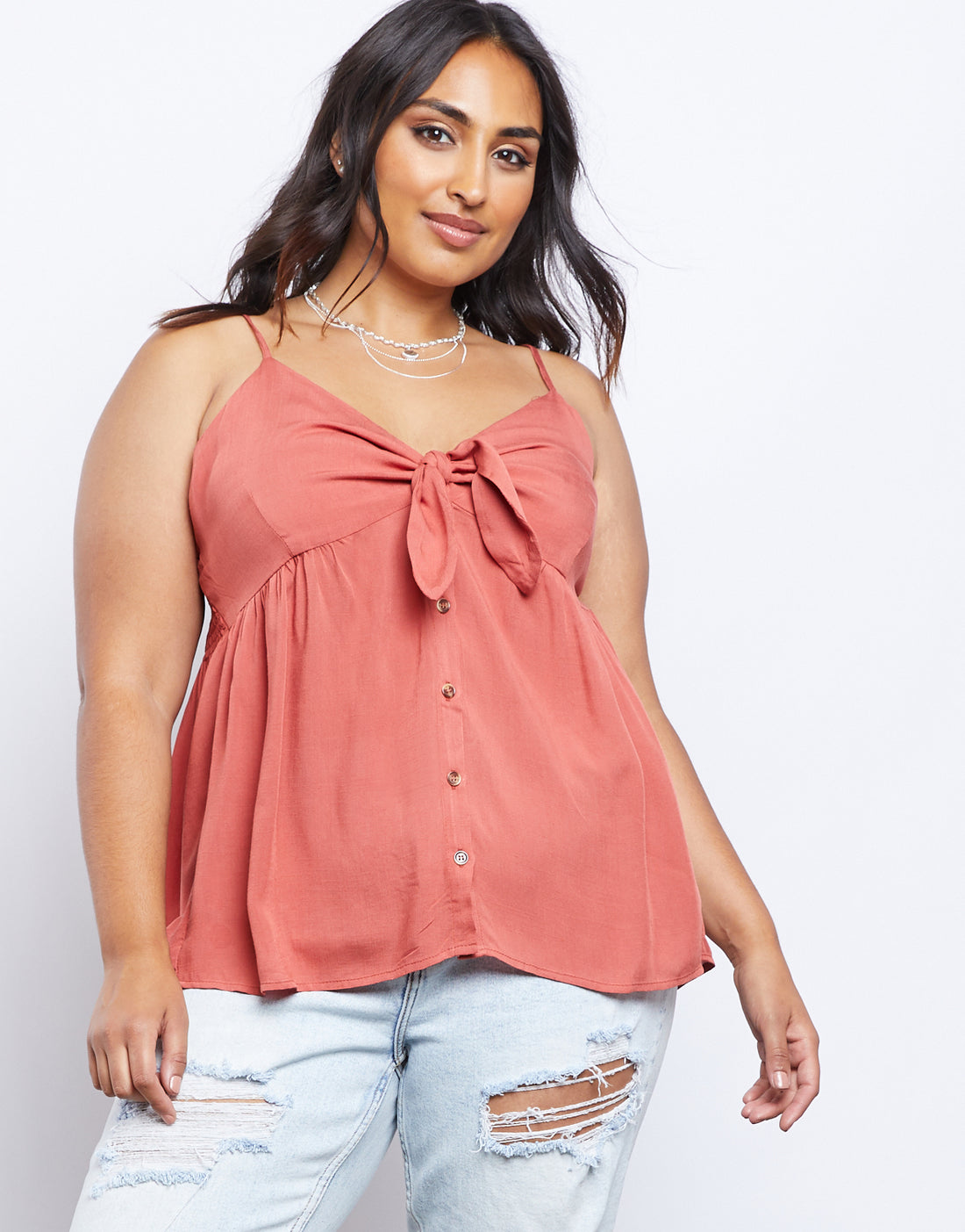 Curve Heart Of Gold Tank Plus Size Tops Terracotta 1XL -2020AVE