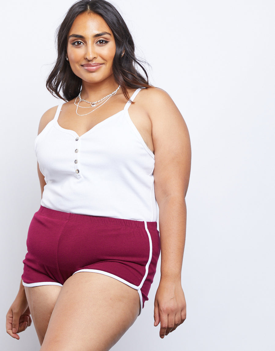 Curve Hit The Ground Running Shorts Plus Size Bottoms Wine 1XL -2020AVE
