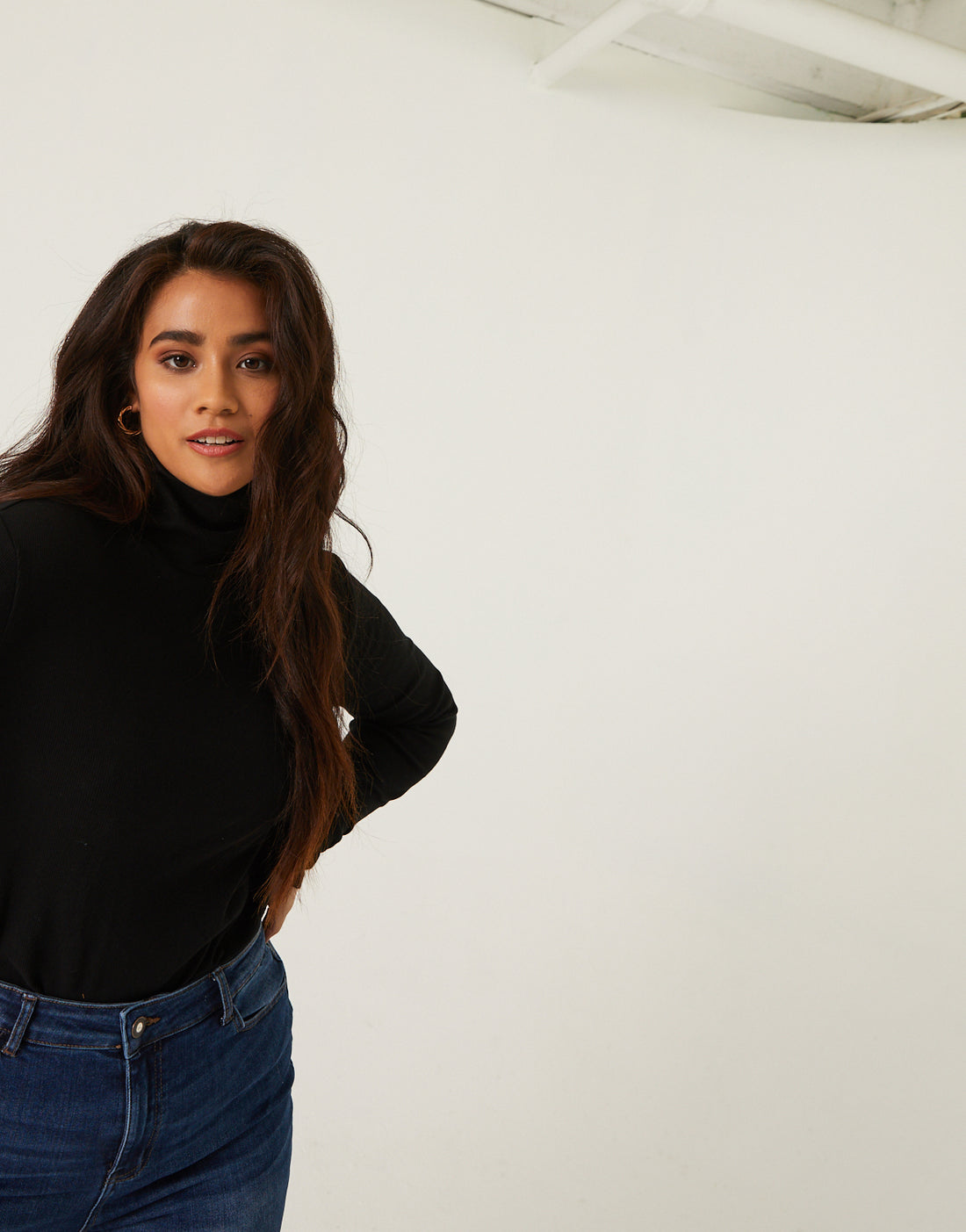 Curve Fitted Turtleneck Top Plus Size Tops -2020AVE