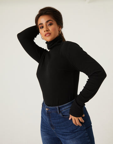 Curve Fitted Turtleneck Top Plus Size Tops -2020AVE