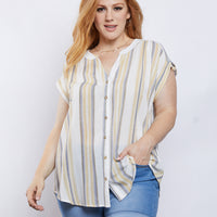 Curve Keep it Casual Top Plus Size Tops Yellow 1XL -2020AVE