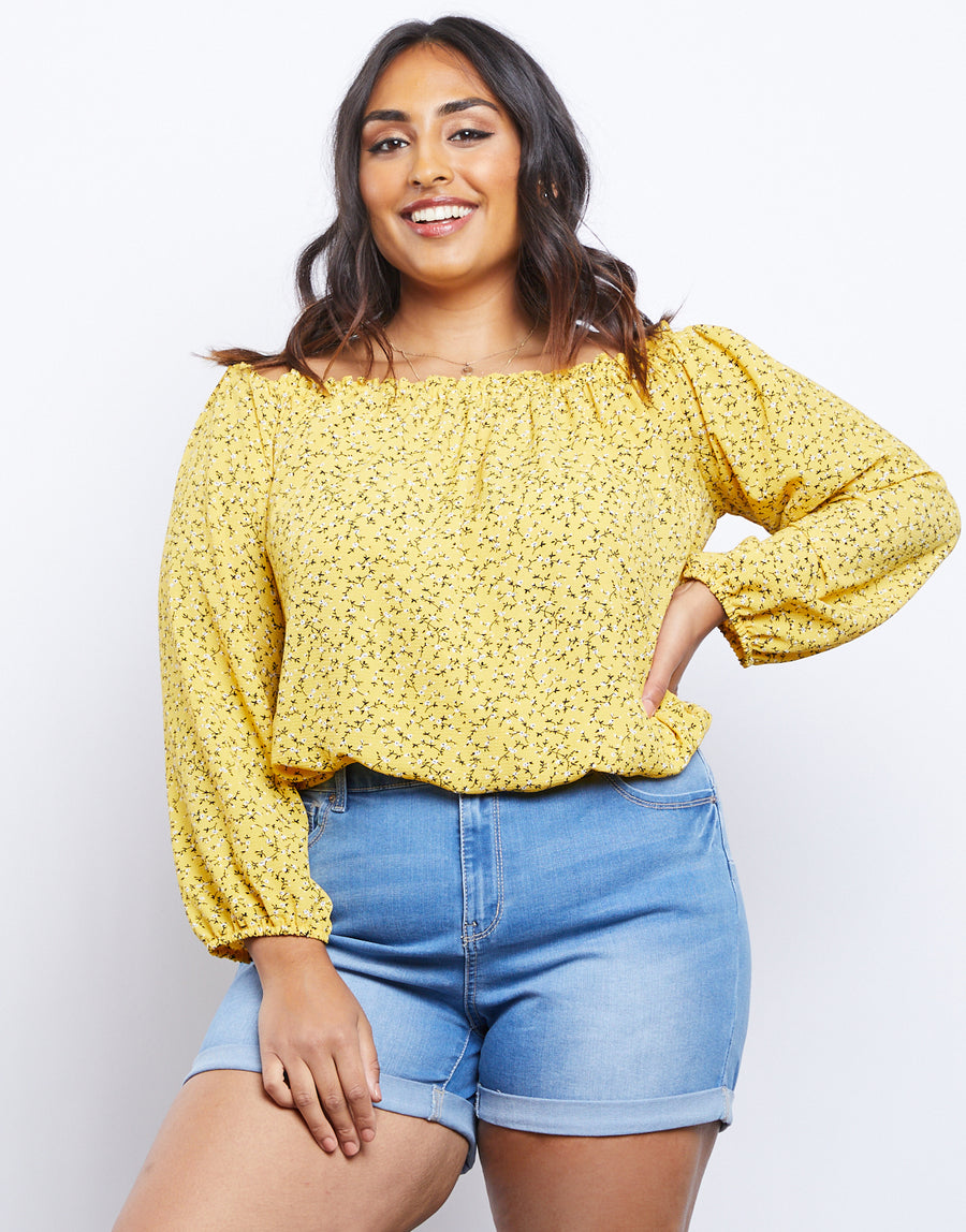 Curve Kendall Top Plus Size Tops Yellow 1XL -2020AVE