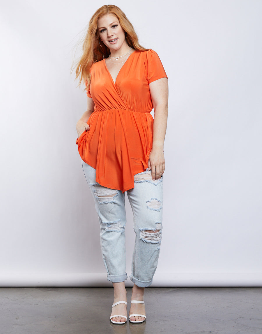 Curve Lauren Surplice Blouse Plus Size Tops -2020AVE